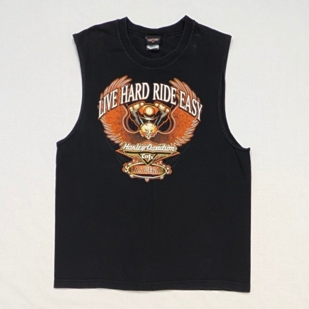 Harley-Davidson Cafe Las Vegas Live Hard Ride Easy Sleeveless Shirt Black L